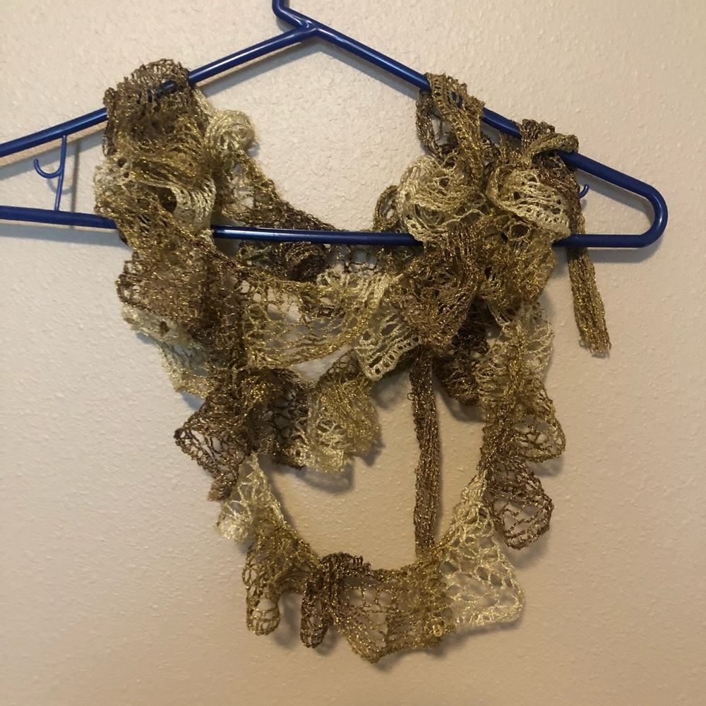 Lacy Sparkly Gold Scarf